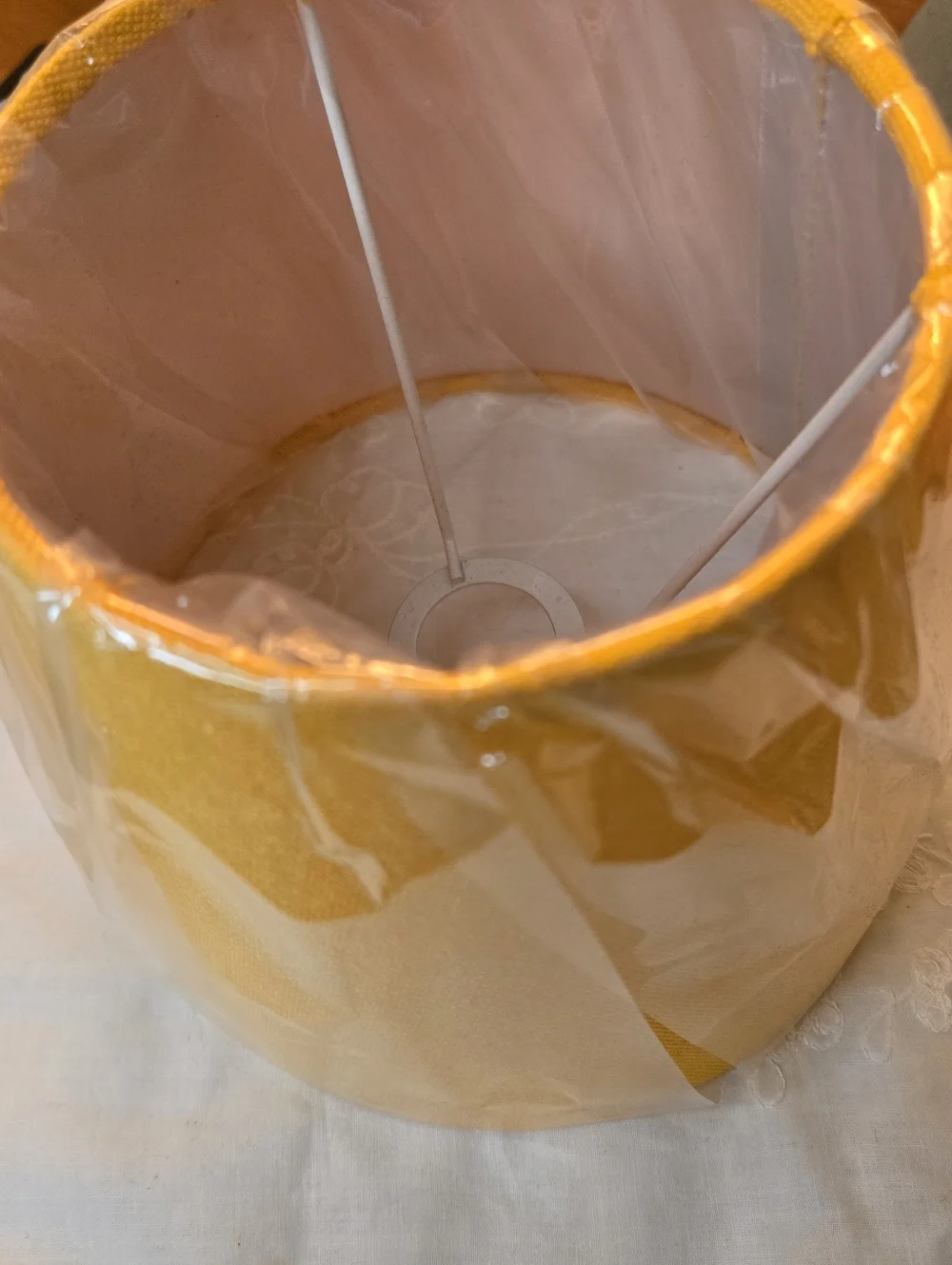Yellow Fabric Drum Lamp Shade Small Farmhouse Style NWOT